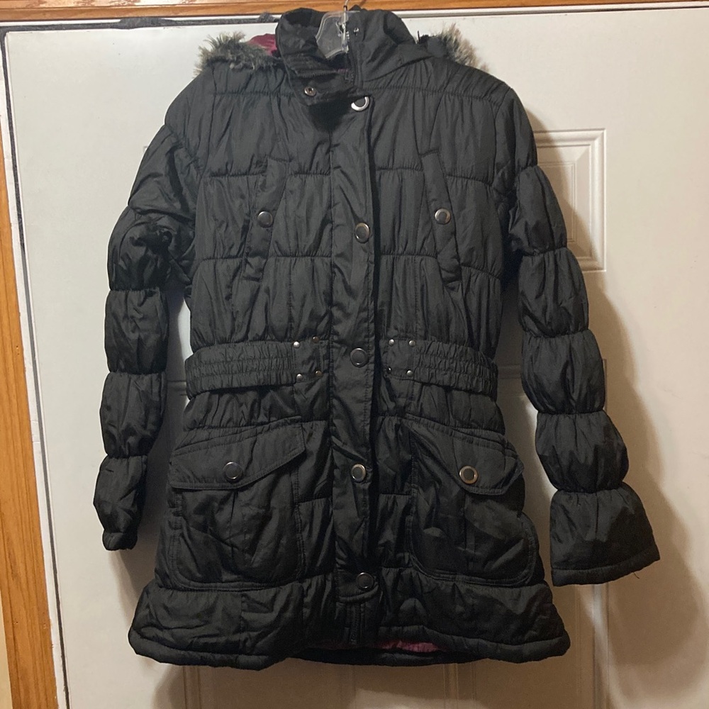 Urban Republic Women's Black Quilted Jacket with Fur Trim M NWT